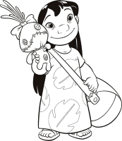 A coloring page of lilo and stitch